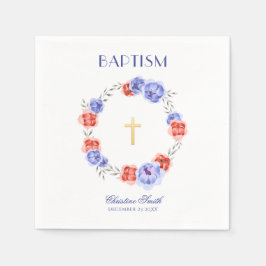 Wasserfarbe Blau und Rote Flora Wreath Napkins Serviette