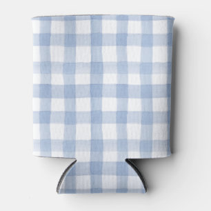 Wasserfarbe Blau und Weiß Gingham Dosenkühler