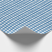 Wasserfarbe Blau und Weiß Gingham Geschenkpapier (Ecke)