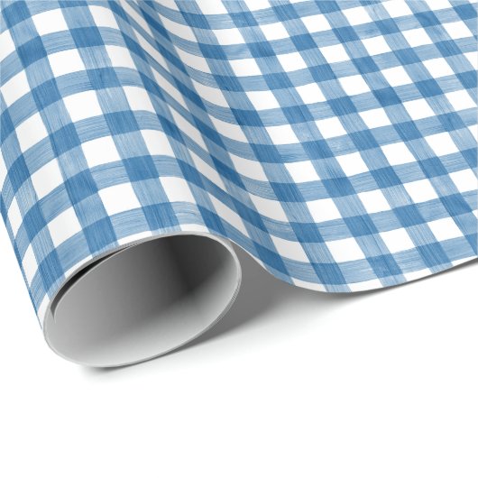 Wasserfarbe Blau und Weiß Gingham Geschenkpapier (Rolleneckpunkt)