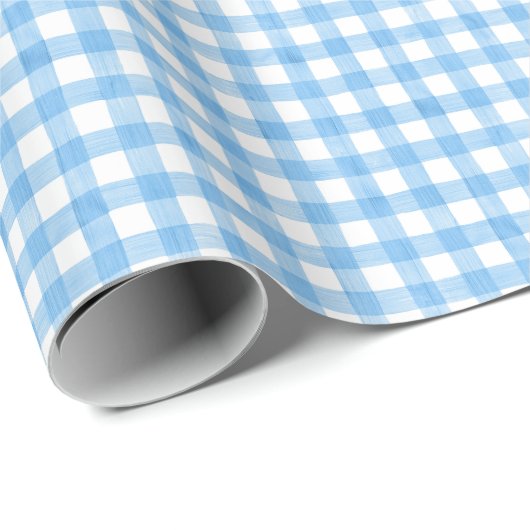 Wasserfarbe Blau und Weiß Gingham Geschenkpapier (Rolleneckpunkt)