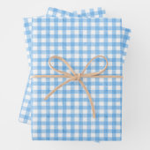 Wasserfarbe Blau und Weiß Gingham Geschenkpapier Set (Beispiel)