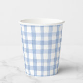 Wasserfarbe Blau und Weiß Gingham Pappbecher (Rückseite)