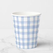 Wasserfarbe Blau und Weiß Gingham Pappbecher (Vorderseite)