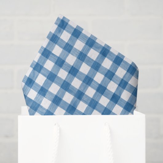 Wasserfarbe Blau und Weiß Gingham Seidenpapier (Geschenktüte)