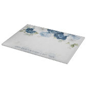 Wasserfarbe Blau Weiß Botanisch Schneidebrett (Ecke)