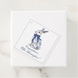 Wasserfarbe Blau & Weiß Chinoiserie Bunny Rabbi Geschenkanhänger