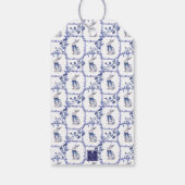 Wasserfarbe Blau & Weiß Chinoiserie Bunny Rabbi Geschenkanhänger (Rückseite)