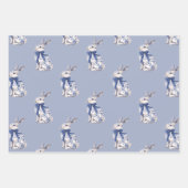 Wasserfarbe Blau & Weiß Chinoiserie Bunny Rabbi Geschenkpapier Set (Vorderseite 2)