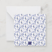 Wasserfarbe Blau & Weiß Chinoiserie Bunny Rabbi Mitteilungskarte (Rückseite)