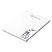 Wasserfarbe Blau & Weiß Chinoiserie Bunny Rabbi Notizblock (Rotiert)