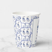 Wasserfarbe Blau & Weiß Chinoiserie Bunny Rabbi Pappbecher (Rechts)