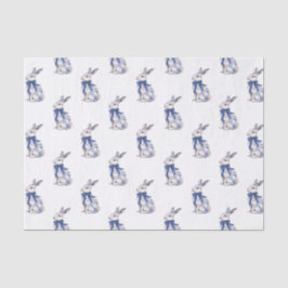 Wasserfarbe Blau & Weiß Chinoiserie Bunny Rabbi Seidenpapier