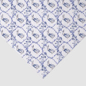 Wasserfarbe Blau & Weiß Chinoiserie Bunny Rabbi Seidenpapier (Ausschnitt)