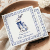 Wasserfarbe Blau & Weiß Chinoiserie Bunny Rabbi Serviette