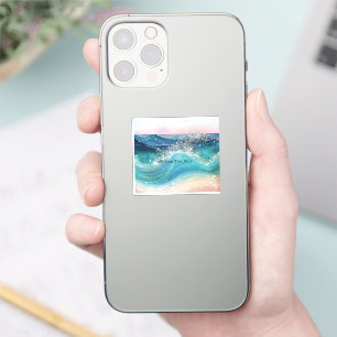 Wasserfarbe Blau Weißer Ozean Wave Benutzerdefinie Aufkleber