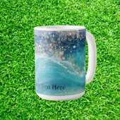 Wasserfarbe Blau Weißer Ozean Wave Benutzerdefinie Kaffeetasse