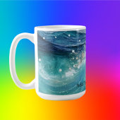 Wasserfarbe Blau Weißer Ozean Wave Benutzerdefinie Kaffeetasse