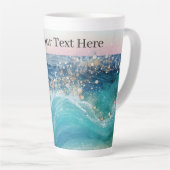 Wasserfarbe Blau Weißer Ozean Wave Benutzerdefinie Milchtasse (Rechte Ecke)
