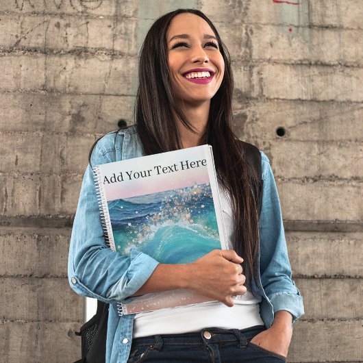 Wasserfarbe Blau Weißer Ozean Wave Benutzerdefinie Notizblock