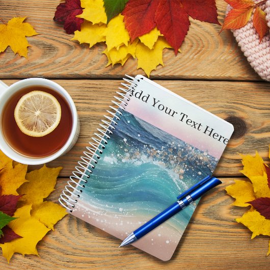 Wasserfarbe Blau Weißer Ozean Wave Benutzerdefinie Notizblock