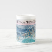 Wasserfarbe Blau Weißer Ozean Wave Benutzerdefinie Porzellantasse (Vorderseite)