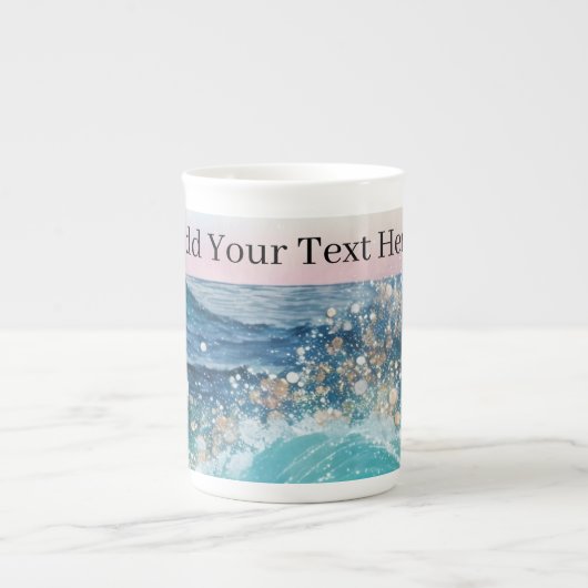 Wasserfarbe Blau Weißer Ozean Wave Benutzerdefinie Porzellantasse (Vorderseite)