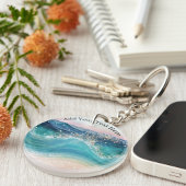 Wasserfarbe Blau Weißer Ozean Wave Benutzerdefinie Schlüsselanhänger