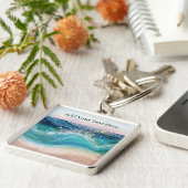 Wasserfarbe Blau Weißer Ozean Wave Benutzerdefinie Schlüsselanhänger (Seite)