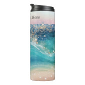 Wasserfarbe Blau Weißer Ozean Wave Benutzerdefinie Thermosbecher (Nach rechts gedreht)