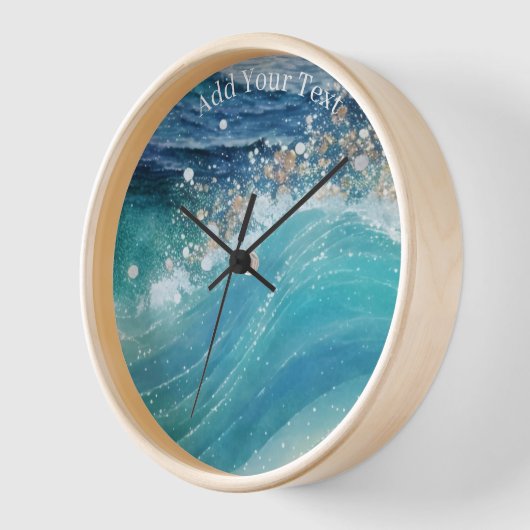 Wasserfarbe Blau Weißer Ozean Wave Benutzerdefinie Uhr (Winkel)