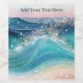 Wasserfarbe Blau Weißer Ozean Wave Benutzerdefinie Weinetikett (Einzelnes Label)
