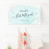 Wasserfarbe Blau x Gold Bat Mitzvah Banner (Insitu)