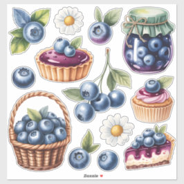 Wasserfarbe Blaubeer-Leckereien Sticker-Pack isoli Aufkleber