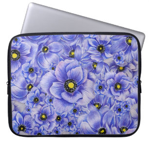 WASSERFARBE BLAUE ANEMONE POPPIES LAPTOPSCHUTZHÜLLE