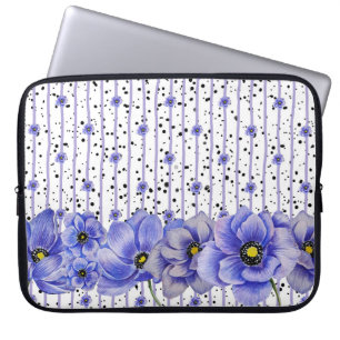 WASSERFARBE BLAUE ANEMONE POPPIES LAPTOPSCHUTZHÜLLE