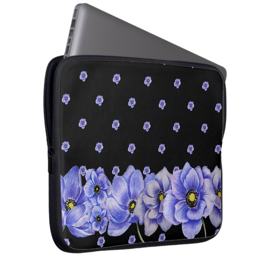 WASSERFARBE BLAUE ANEMONE POPPIES LAPTOPSCHUTZHÜLLE (Vorne Rechts)