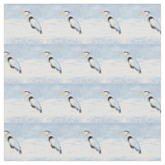 Wasserfarbe Blaue Herde Vogelart Stoff (Nahaufnahme)