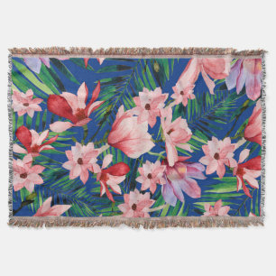 Wasserfarbe blaue rote Koralle tropische Blüte Decke