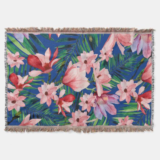 Wasserfarbe blaue rote Koralle tropische Blüte Decke (Vorderseite)