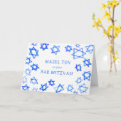 Wasserfarbe Blaue Stars MAZEL TOV Bar Mitzvah Karte (Gelbe Blume)