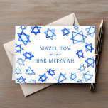 Wasserfarbe Blaue Stars MAZEL TOV Bar Mitzvah Karte<br><div class="desc">Perfekt Spaß MAZEL TOV Karte für eine Fledermaus Mitzvah, Bar mitzvah oder andere jüdische Feier senden! Handgefertigte Aquarellkunst für Sie vorne und innen leer! Vollständig anpassbar! Klicken Sie auf "Personalisieren" oben, um den Text zu bearbeiten. Klicken Sie auf "Bearbeiten mit dem Designwerkzeug", um die Schriftart, Farben und Einstellungen anzupassen. Design...</div>
