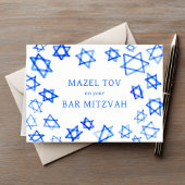 Wasserfarbe Blaue Stars MAZEL TOV Bar Mitzvah Karte