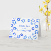 Wasserfarbe Blaue Stars MAZEL TOV Bat Mitzvah Karte (Gelbe Blume)