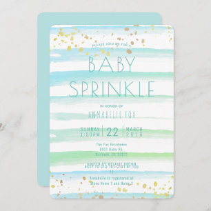 Wasserfarbe Blaue Streifen Baby Sprinkle Einladung