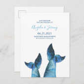 Wasserfarbe Blaue Whale Save the Date Ankündigungspostkarte (Vorne/Hinten)