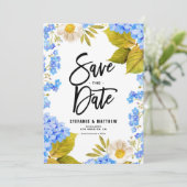 Wasserfarbe Blauer Hydrangea Save The Date (Stehend Vorderseite)