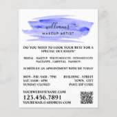 Wasserfarbe Blauer Pinselstrich Makeup Artist Flyer (Vorne)