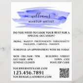 Wasserfarbe Blauer Pinselstrich Makeup Artist Flyer (Vorne)