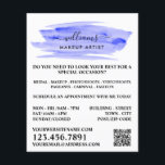 Wasserfarbe Blauer Pinselstrich Makeup Artist Flyer<br><div class="desc">Script Watercolor Blue Brushstroke macht Flyer für Künstlerwerbung durch den Business Card Store.</div>